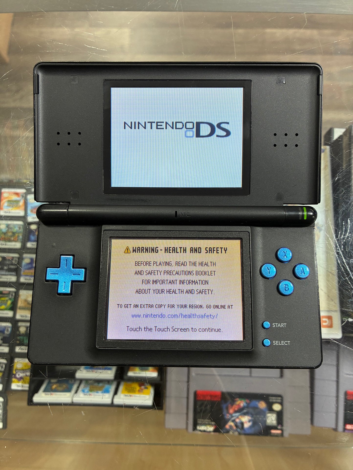 Black Nintendo DS Lite Handheld System with Charger (Custom Buttons)