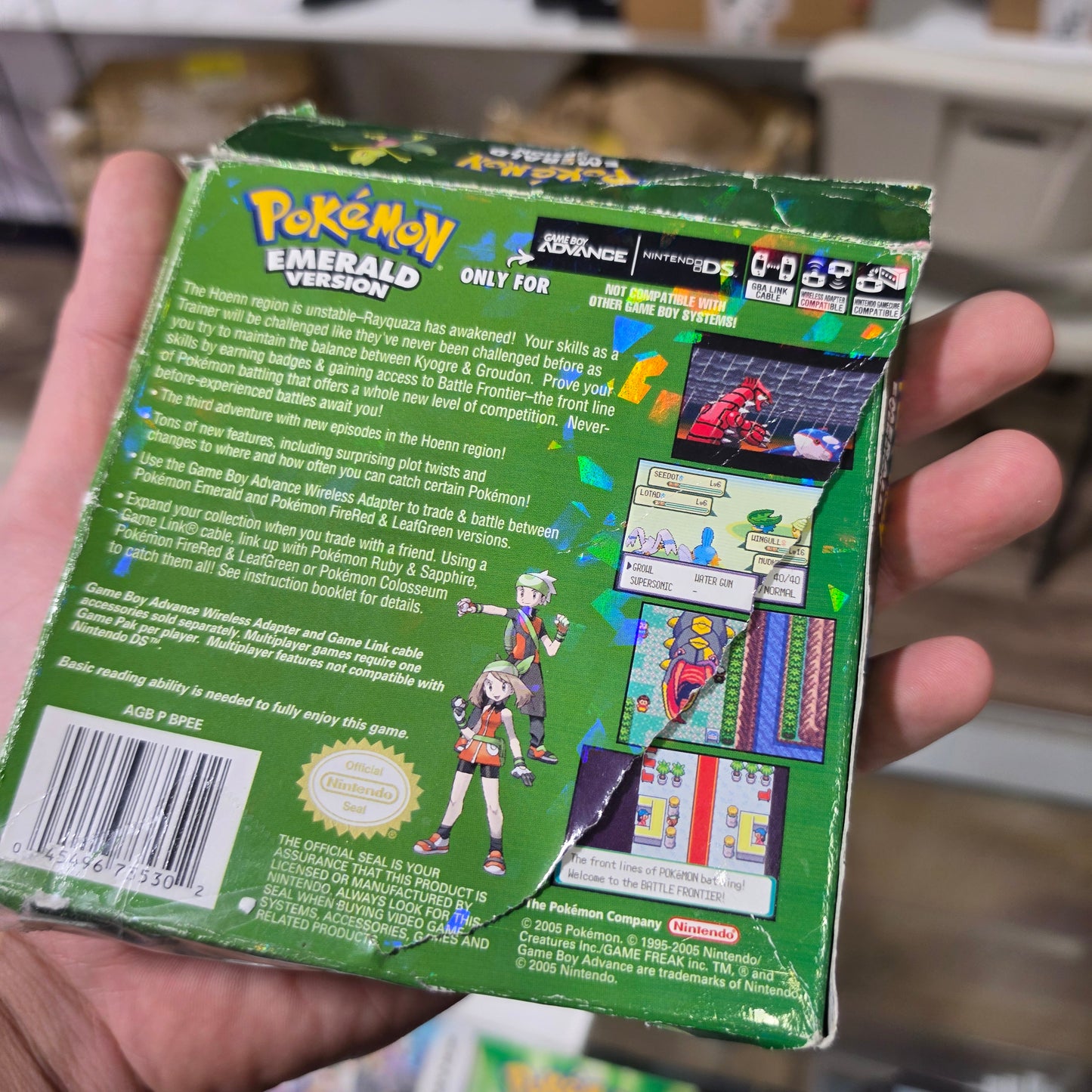 Pokémon Emerald (Authentic) (Dry Battery) with Box & Manual + Box Protector (BAD CONDITION)
