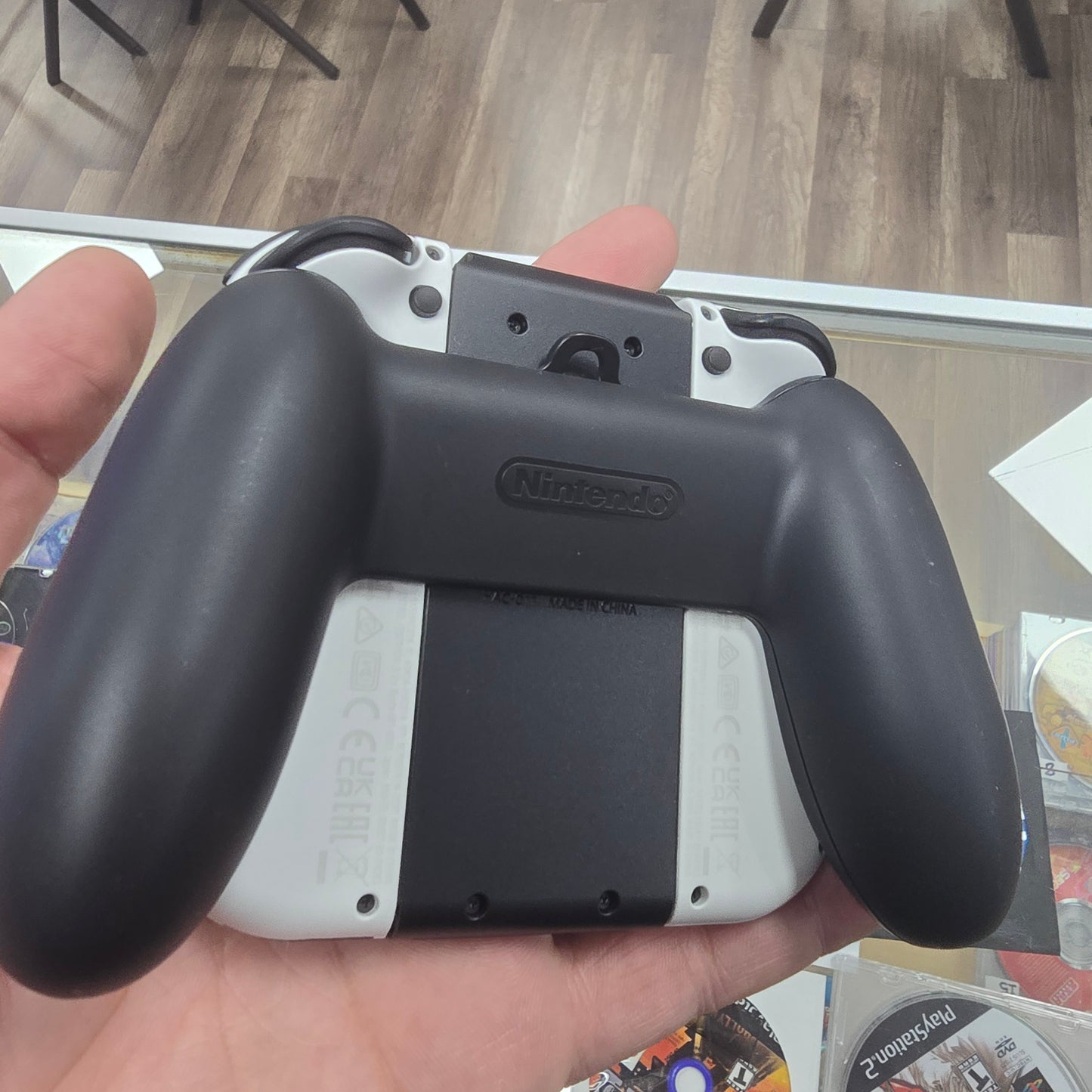 White Joy Con with Holder