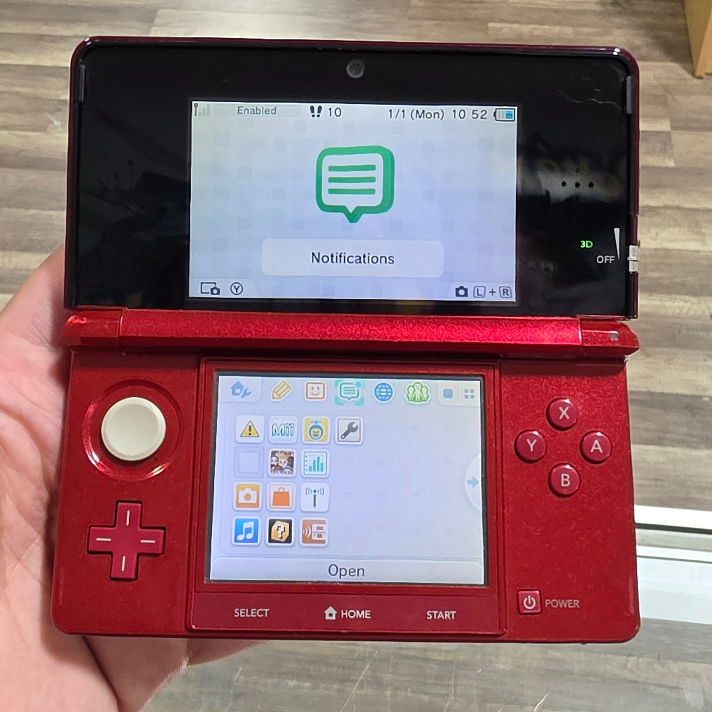 (000) Red Nintendo 3DS Handheld System With Charger (Region Free) (JAPANESE TO US)