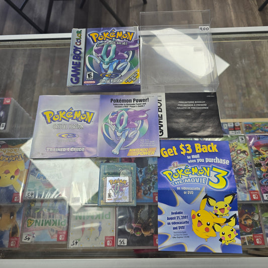 Pokémon Crystal CIB (Dead Battery) Nintendo Gameboy Color with Box Protector