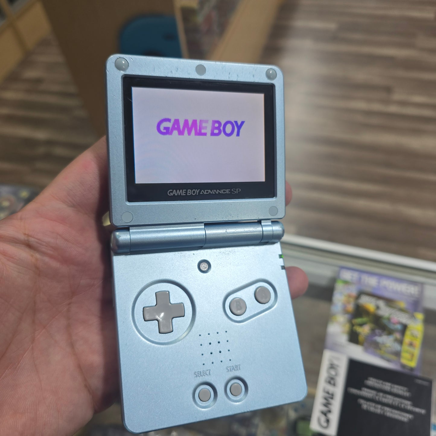 Pearl Blue GameBoy Advance SP [AGS-101] GameBoy Advance CIB Nice Condition