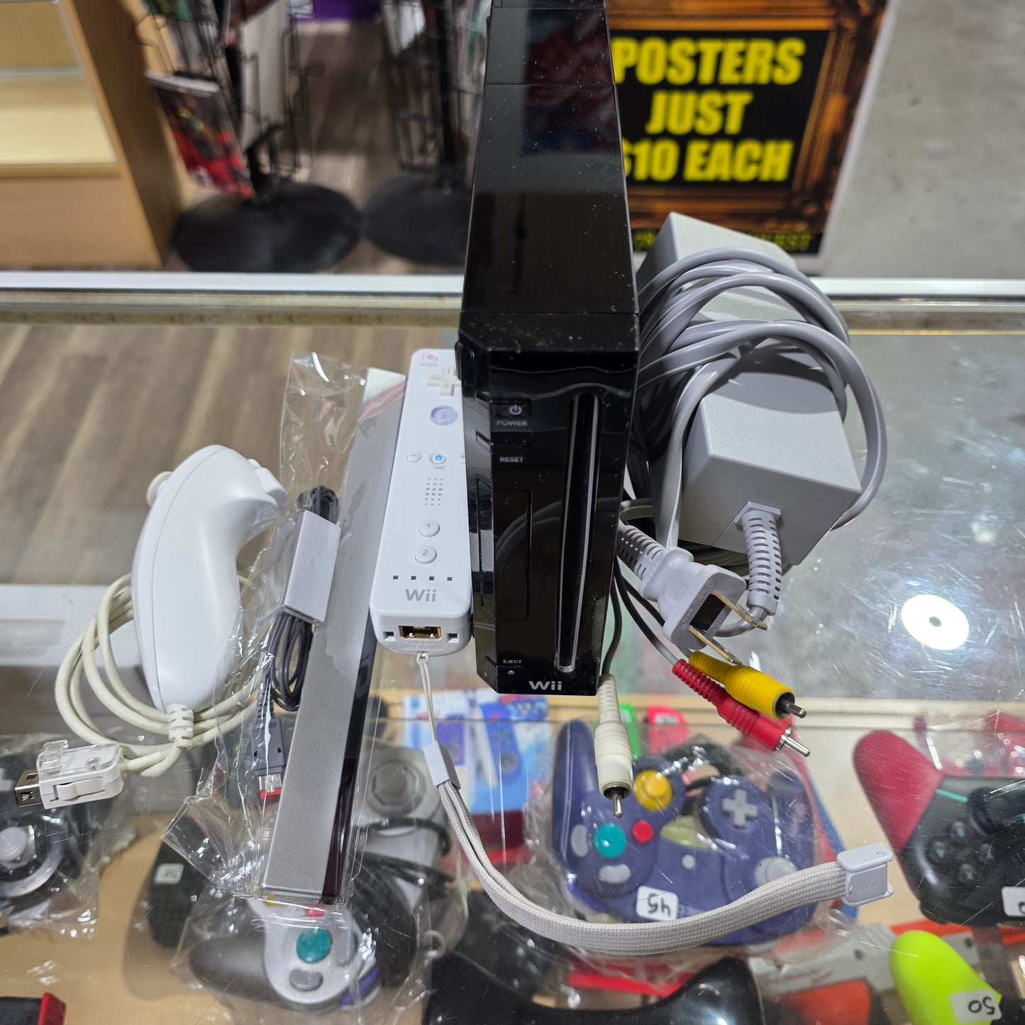 Black Nintendo Wii System [Wii mote Nunchuck Power and Video Cables Included]