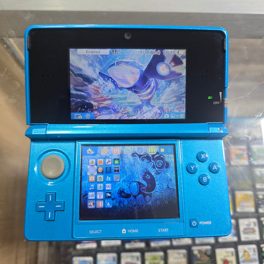 Aqua Blue Nintendo 3DS Handheld System with Digital Games (A Button Issue)