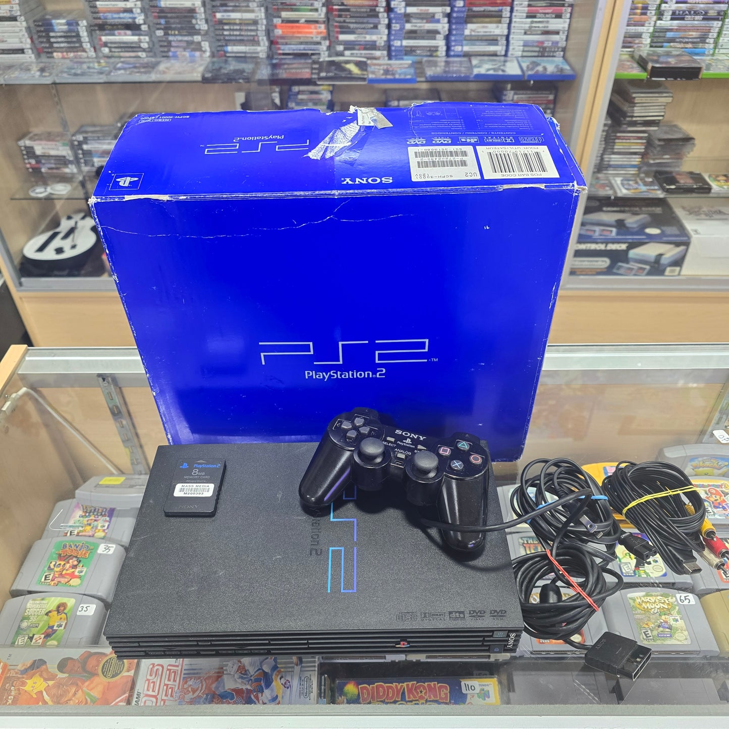Playstation 2 System with all Wires and Controller Plus Memory card in Box