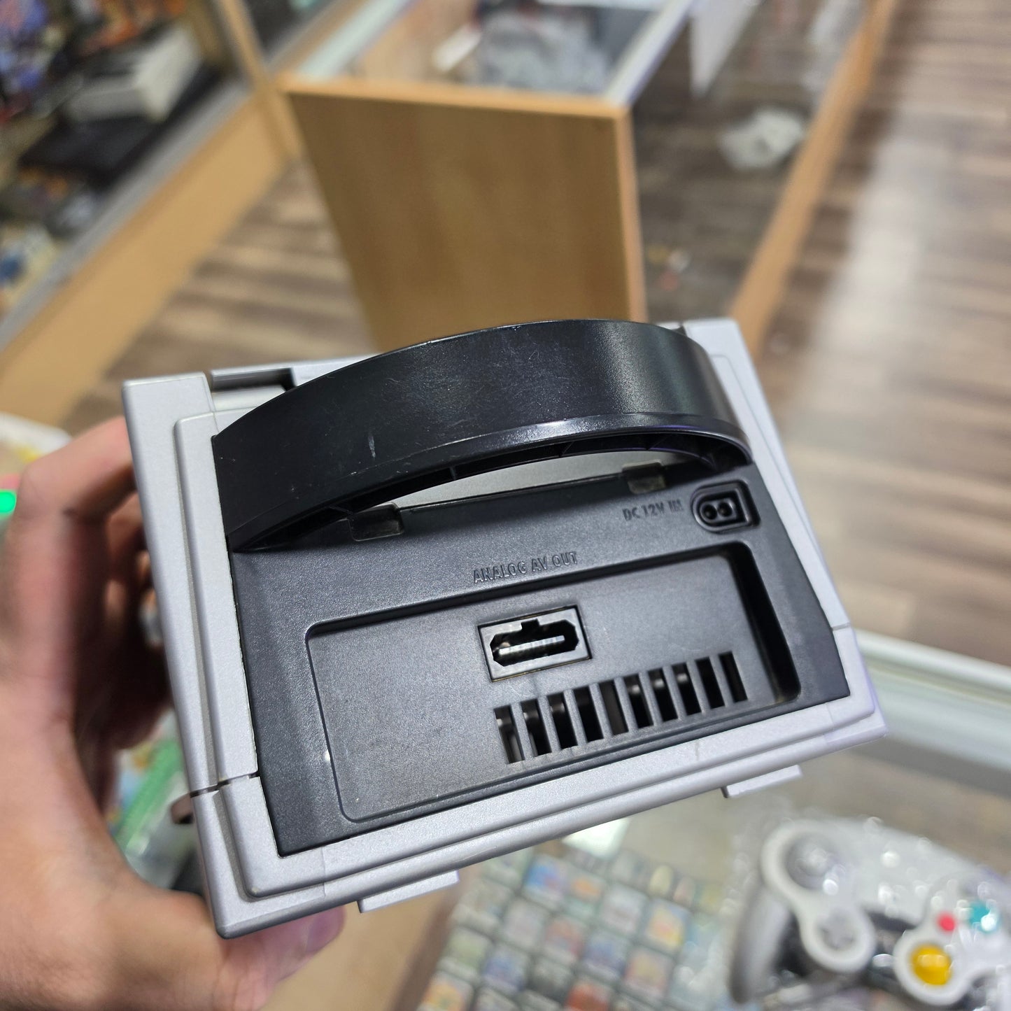 Silver Nintendo GameCube System with One Controller and Wires