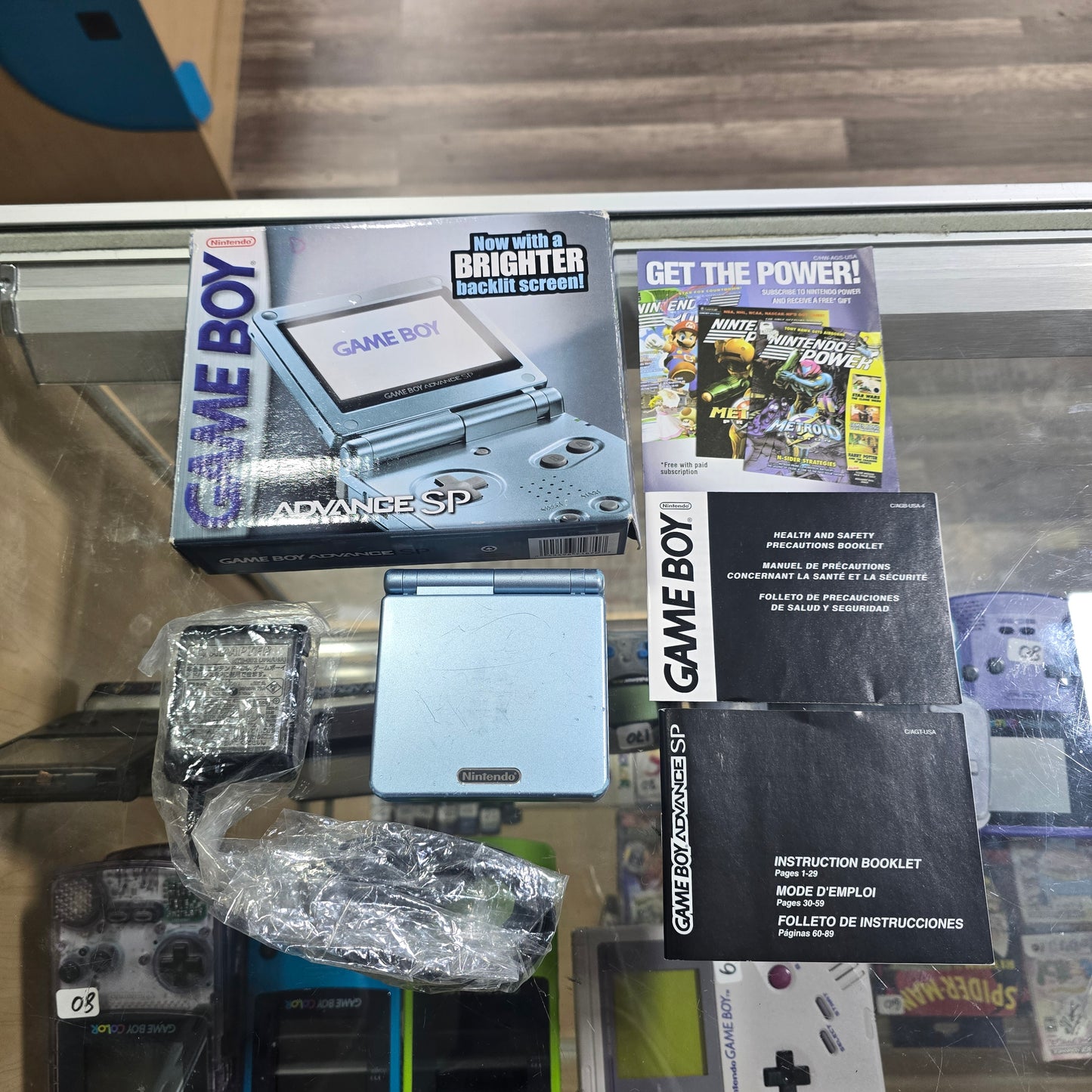Pearl Blue GameBoy Advance SP [AGS-101] GameBoy Advance CIB Nice Condition