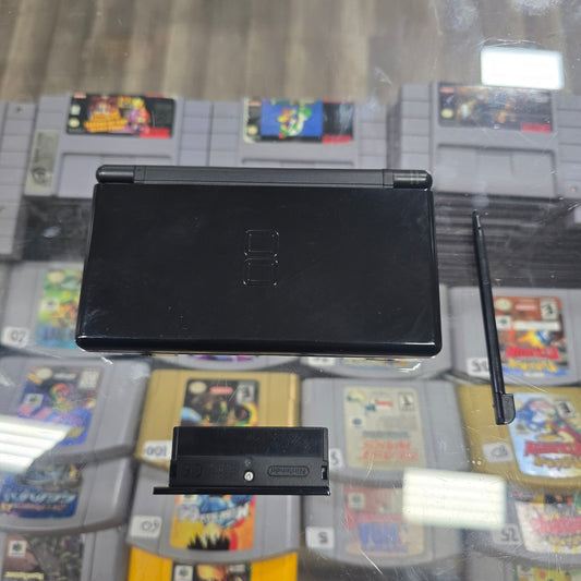 Black Nintendo DS Lite Handheld System with Charger (Has Loose Hinge)