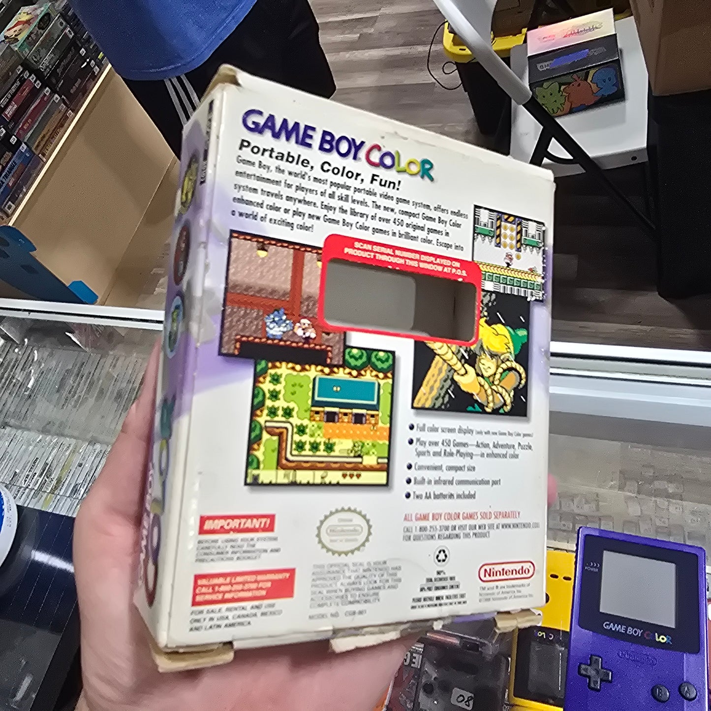 Game Boy Color Grape Handheld System with Original Box