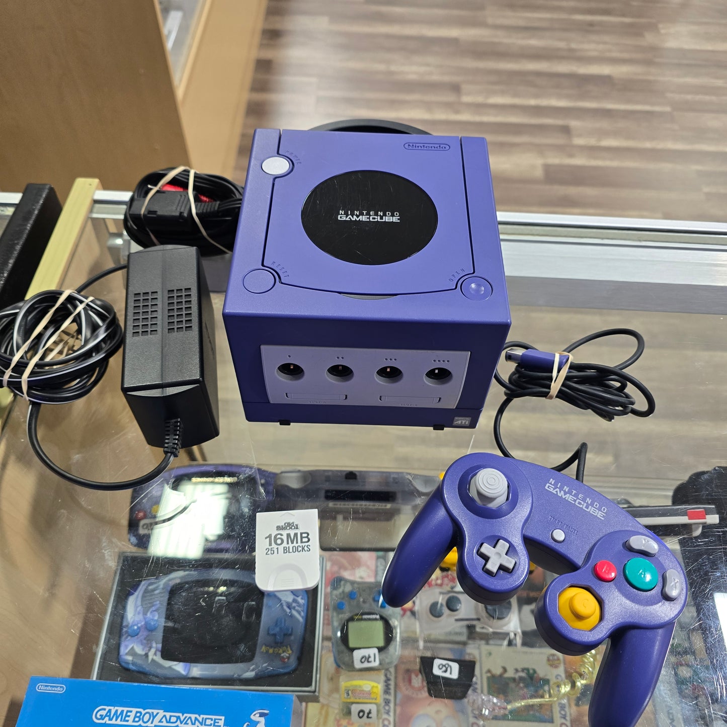 Indigo Nintendo GameCube System with One Controller and Wires