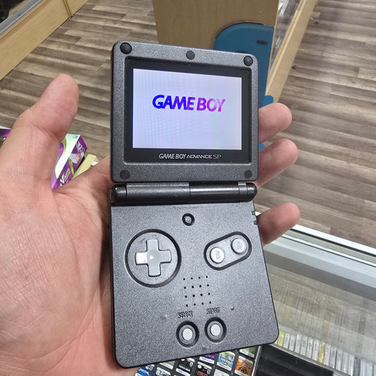 Black Custom Shell Nintendo Gameboy Advance SP 101 Model with Charger