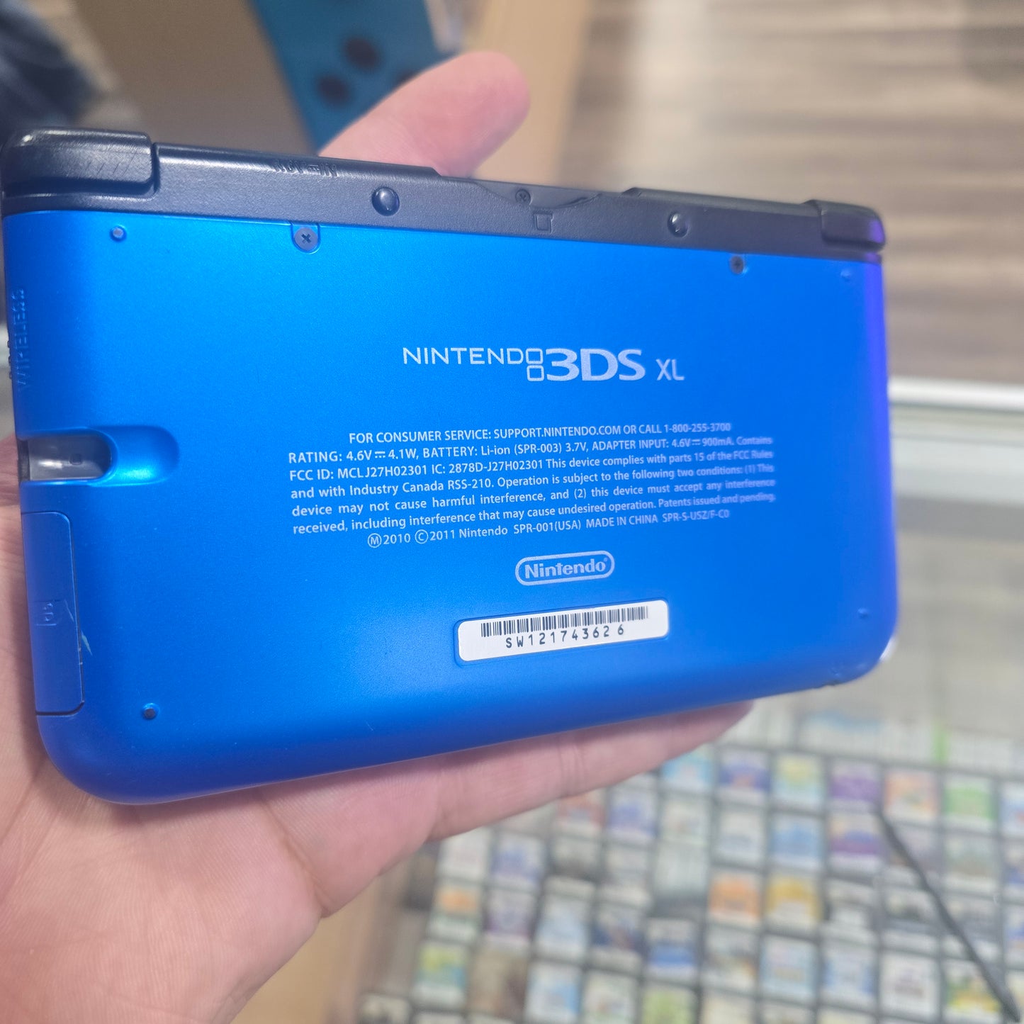 Blue Nintendo 3DS XL Handheld System With Charger