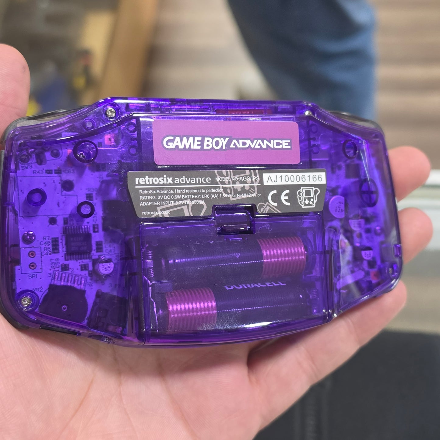 Custom Transparent Purple Nintendo Gameboy Advance Handheld System with Brighter and Tactile Buttons