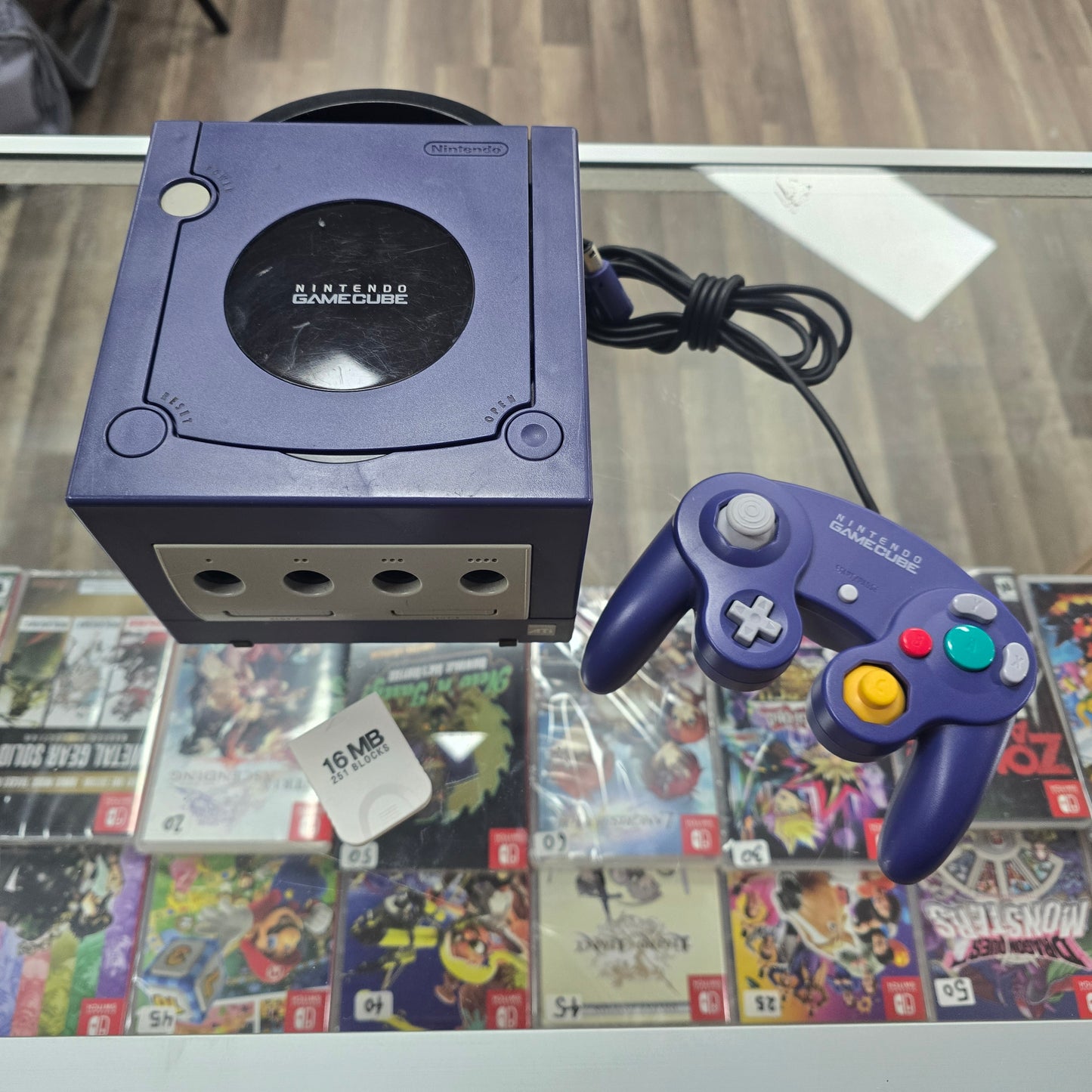 Indigo Nintendo GameCube System with One Controller and Wires + Memory Card