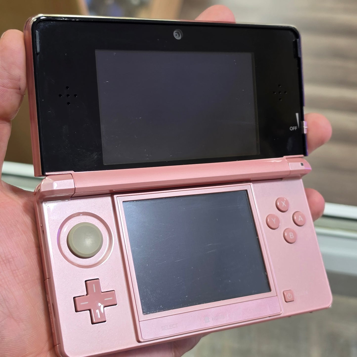 Pink Nintendo 3DS Handheld System With Charger (Region Free) (Yellow Screen)(JAPANESE TO US)