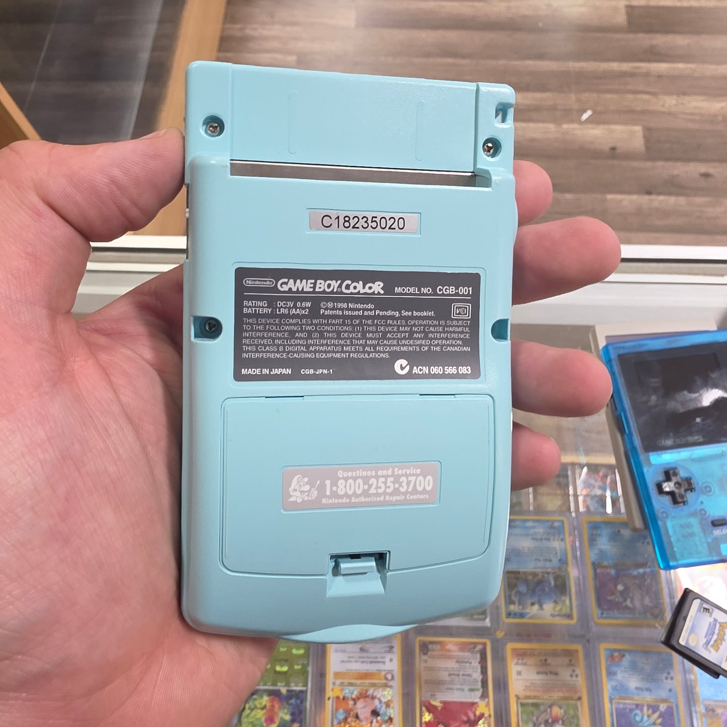 Custom Baby Blue Nintendo Gameboy Color Handheld System with Brighter Screen