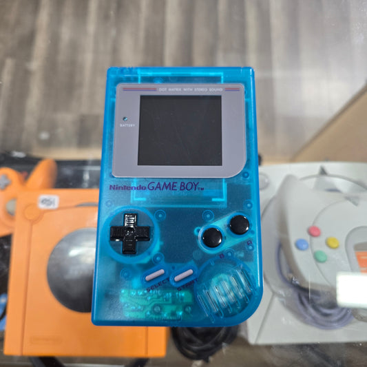Custom Transparent Blue Nintendo Gameboy Handheld System with Custom Brighter Screen