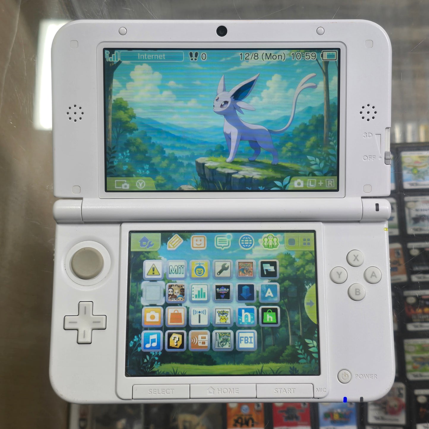 White Nintendo 3DS LL Handheld System (US Region) with Digital Games