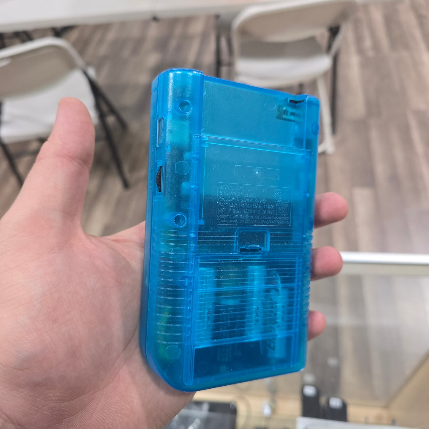 Custom Transparent Blue Nintendo Gameboy Handheld System with Custom Brighter Screen
