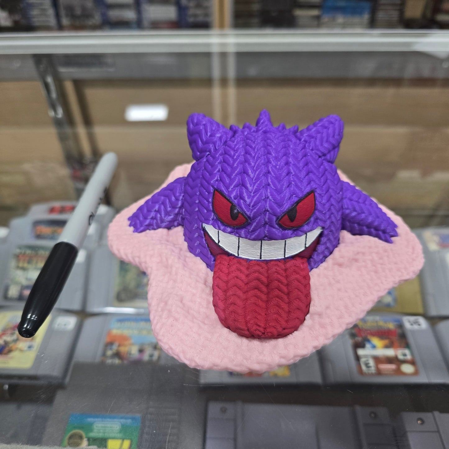 Custom Hand Painted 3D Printed Gengar (Knitted Style) Bigger Version