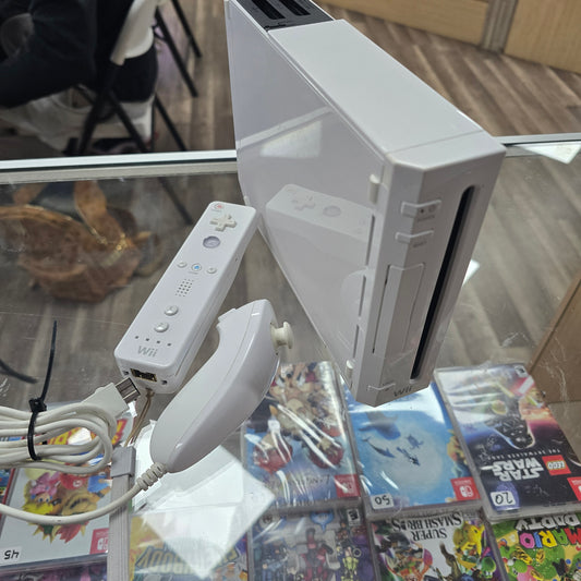 Nintendo Wii System With Wii mote and Nunchuck + Wires
