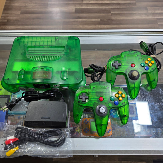 Fantastic Jungle Green Nintendo 64 System [Power Video cable 2 controllers included] [second controller 3rd party stick]