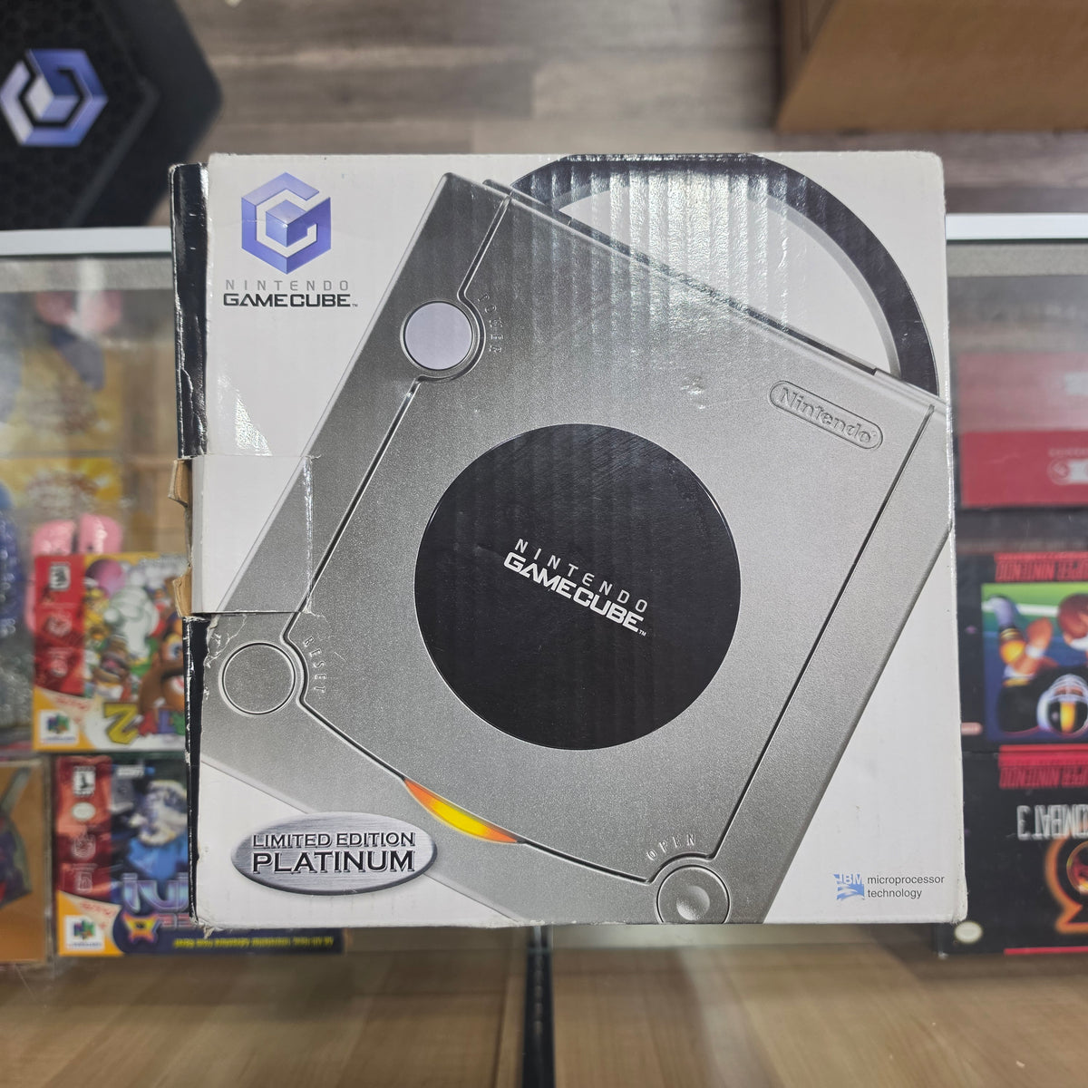 Silver Nintendo GameCube System with All Wires and Controller Plus Box
