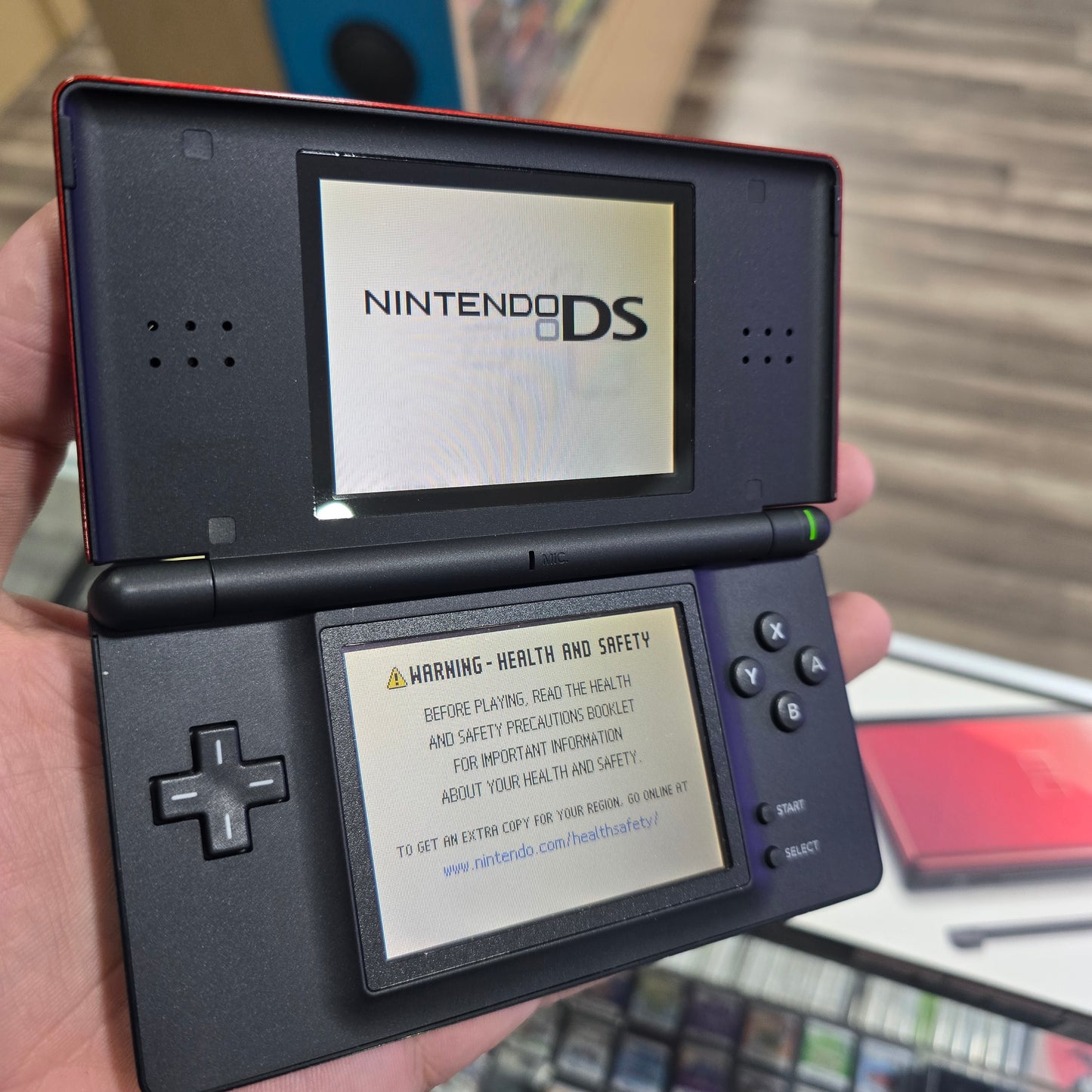Red Crimson & Black Nintendo DS Lite Handheld System with Charger and Box