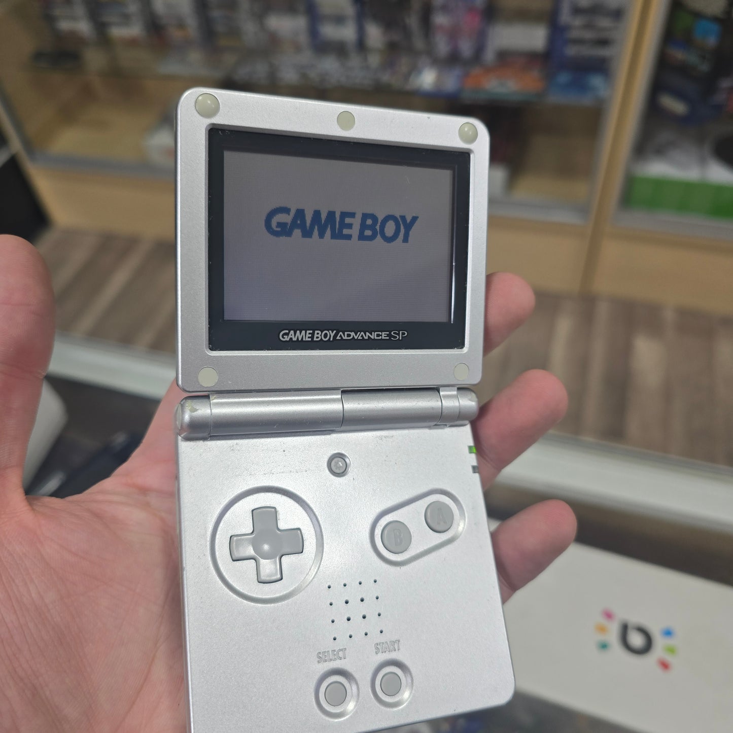 Silver Nintendo Gameboy Advance SP 001 Model Handheld System with Charger
