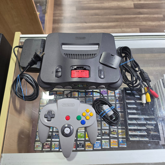 Nintendo 64 System with Expansion Pack and Wires and One Controller