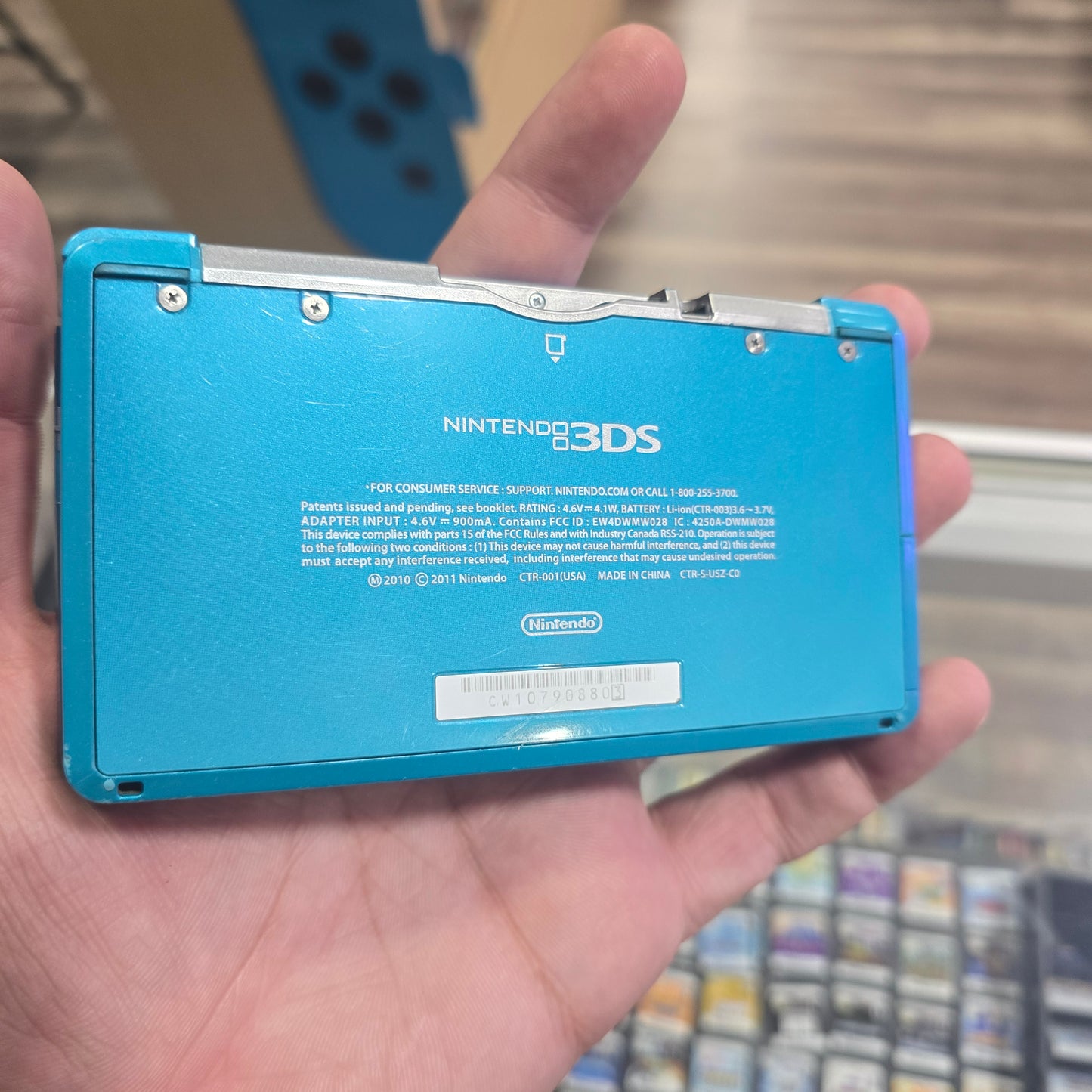 Nintendo 3DS Aqua Blue Handheld System with Charger