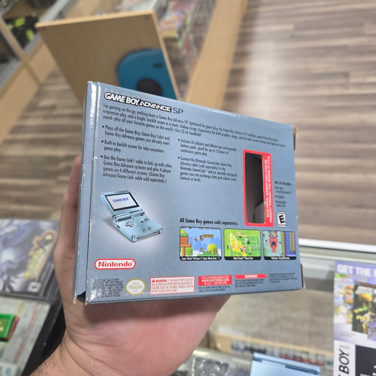 Pearl Blue GameBoy Advance SP [AGS-101] GameBoy Advance CIB Nice Condition