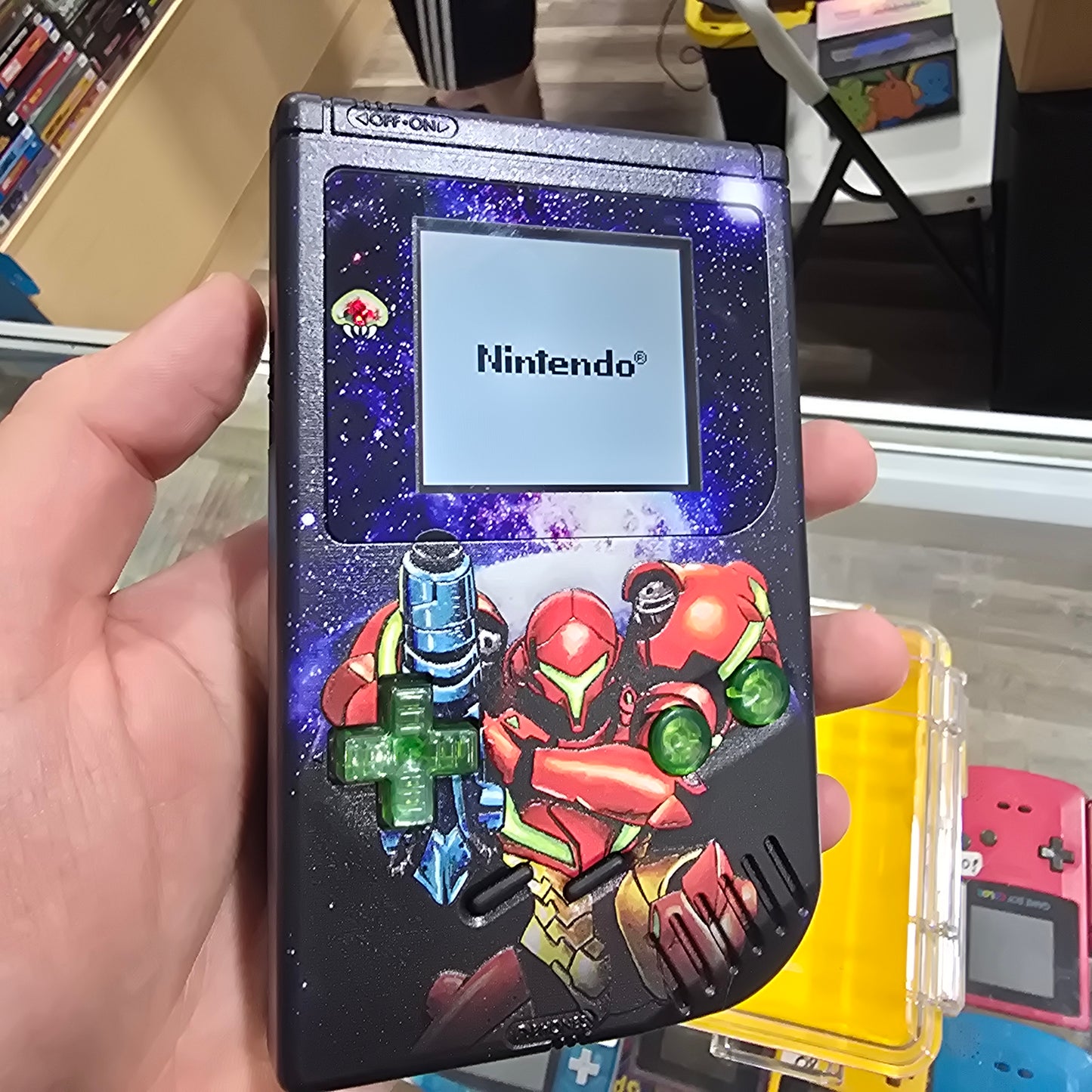 Custom Metroid Nintendo Gameboy Original Handheld System with Brighter Screen and USB C Charging