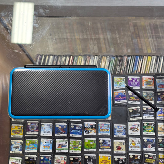 New Nintendo 2DS XL Black + Turquoise Handheld System with Charger (Digital Games)