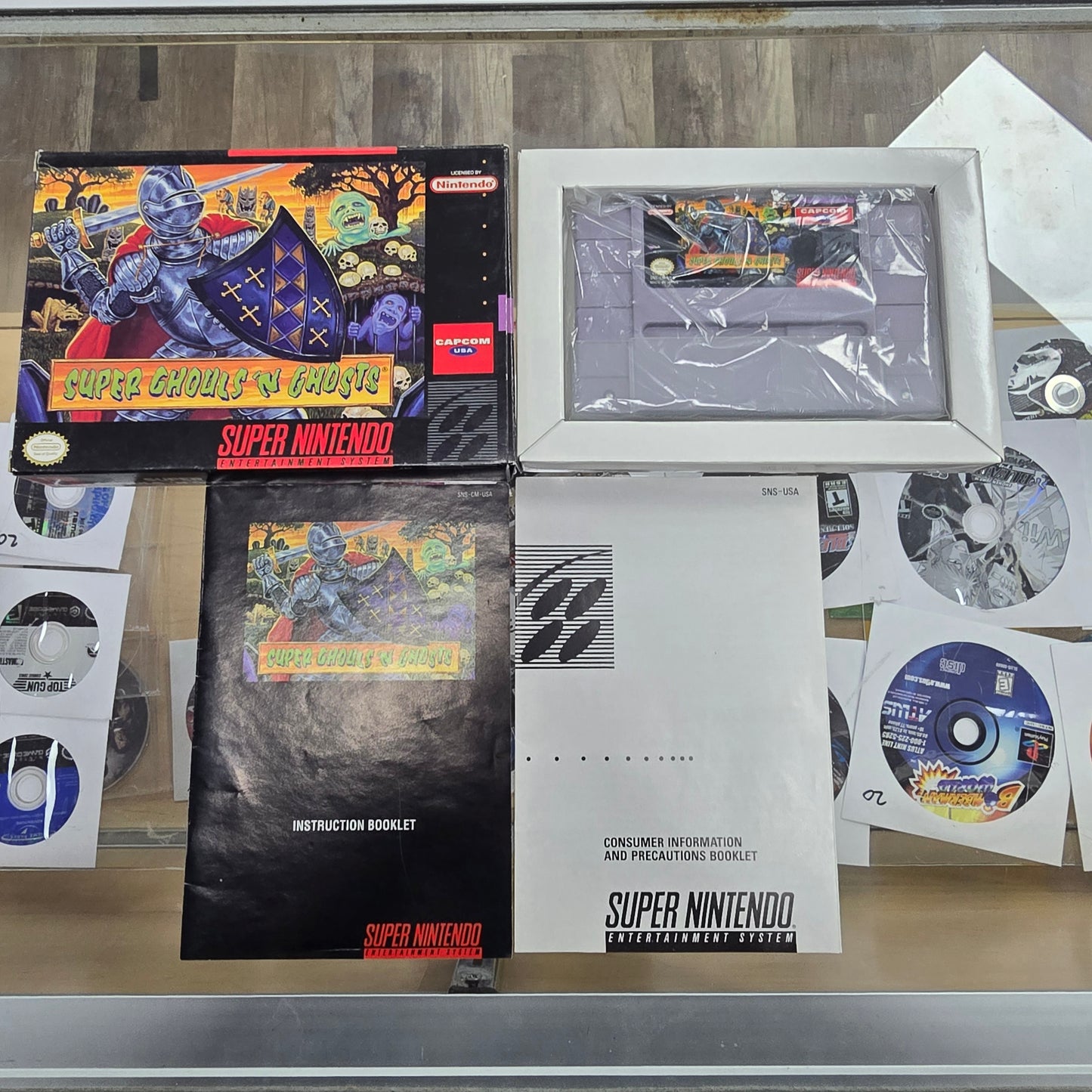 Super Ghouls 'N Ghosts (Clean) CIB with Box Protector Super Nintendo