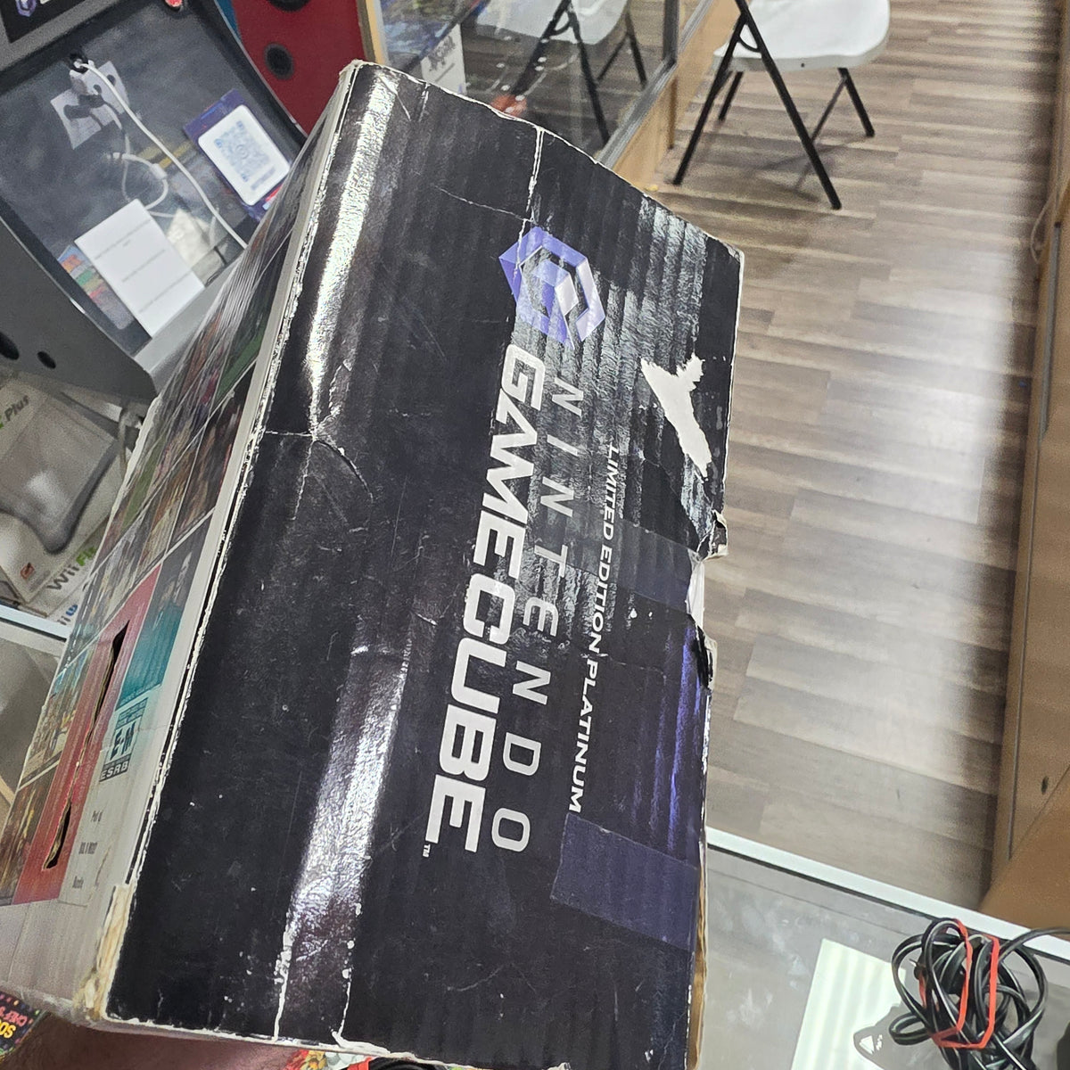 Silver Nintendo GameCube System with All Wires and Controller Plus Box