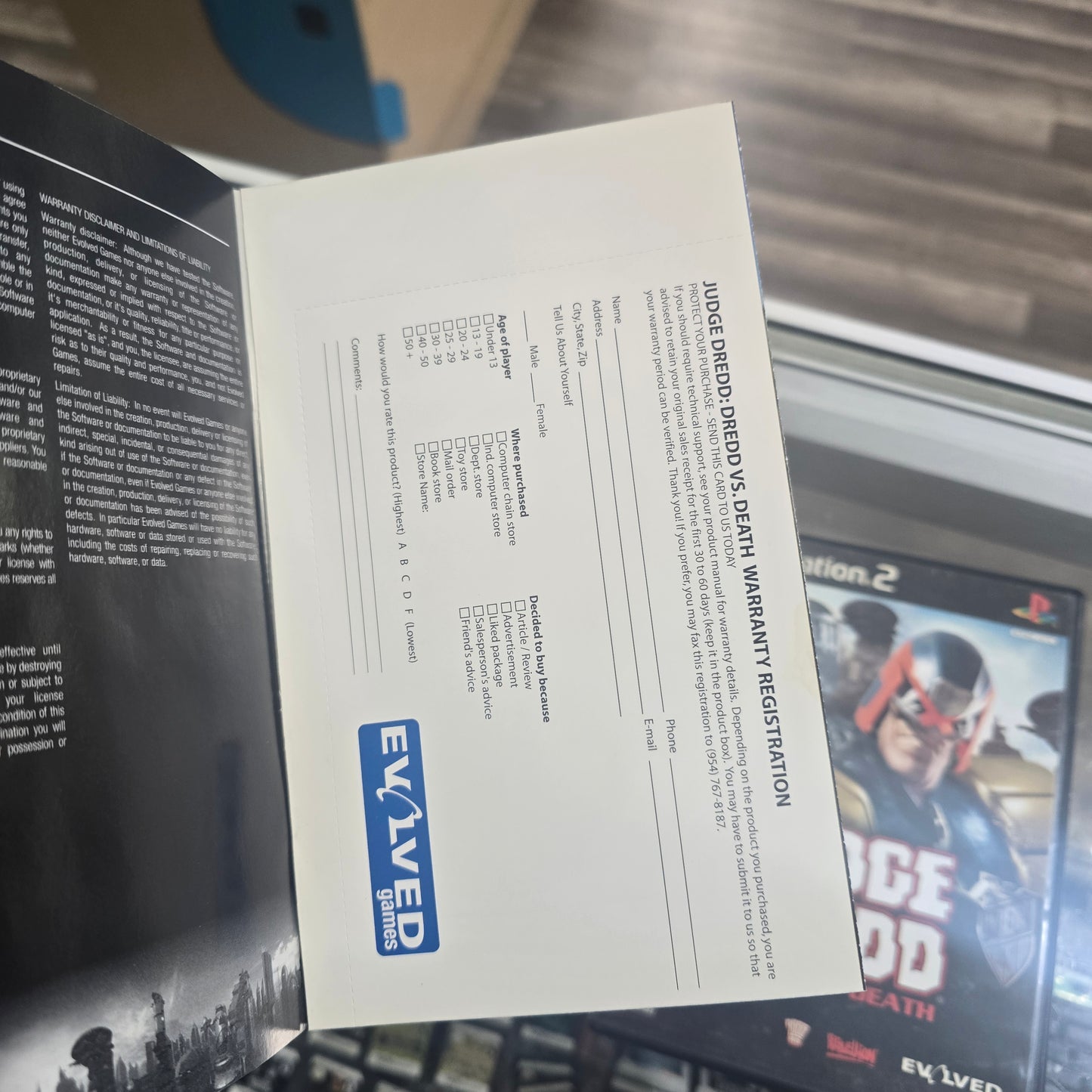 Judge Dredd Dredd vs Death CIB with Registration Card Playstation 2