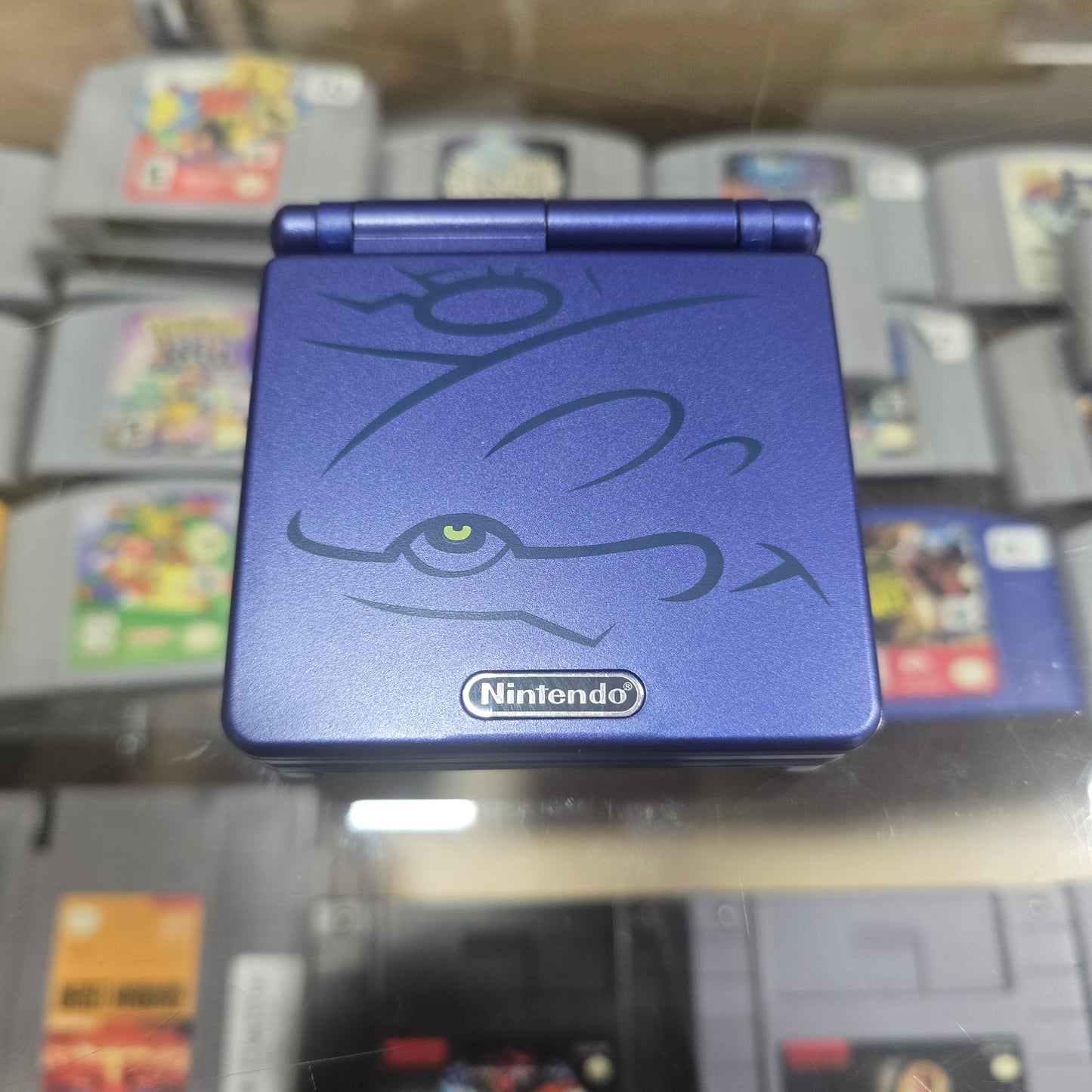 Custom Brighter Nintendo Gameboy Advance SP Handheld System with Charger (Kyogre)