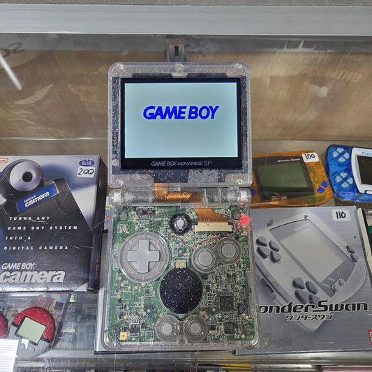Custom Transparent IPS Nintendo Gameboy Advance SP with Charger