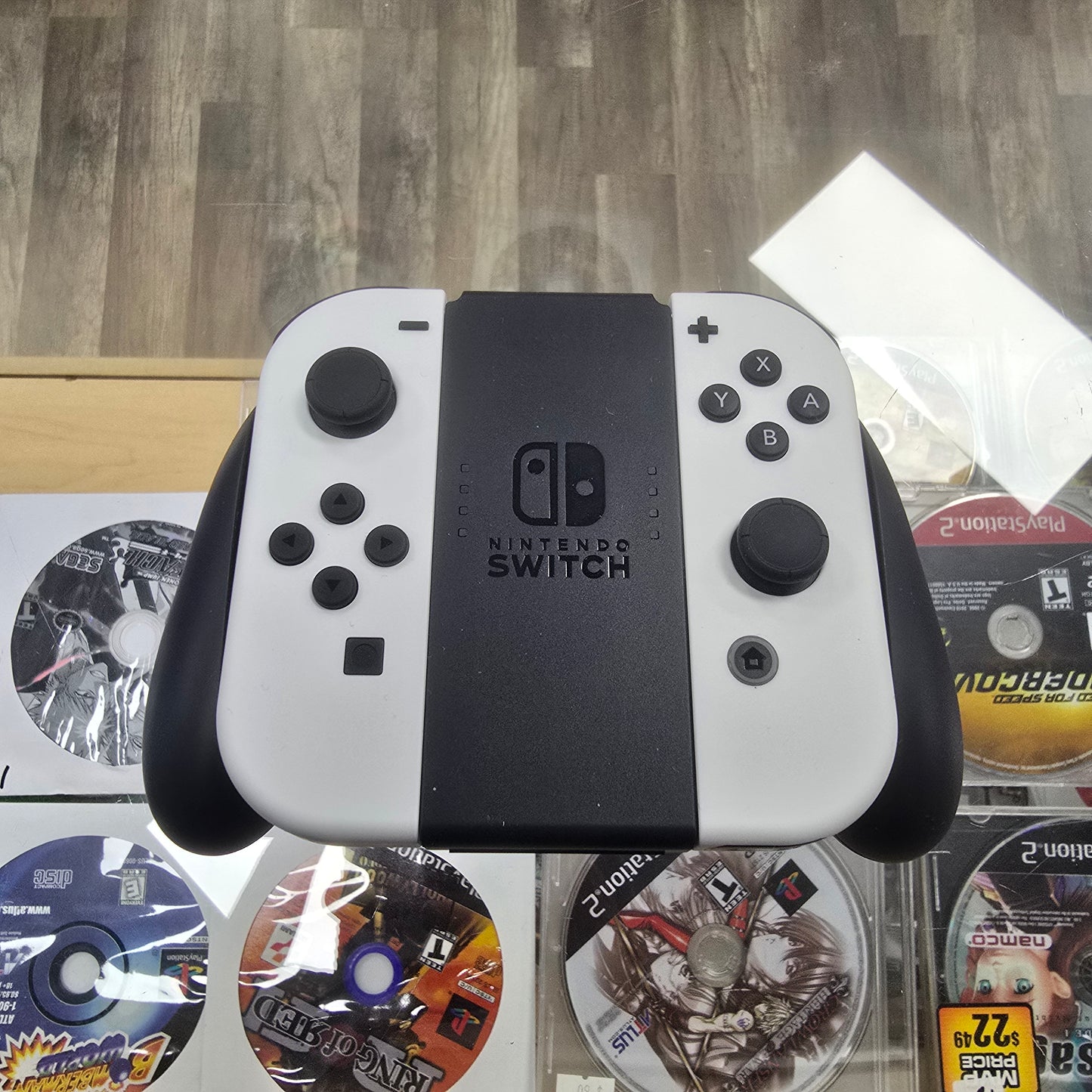 White Joy Con with Holder