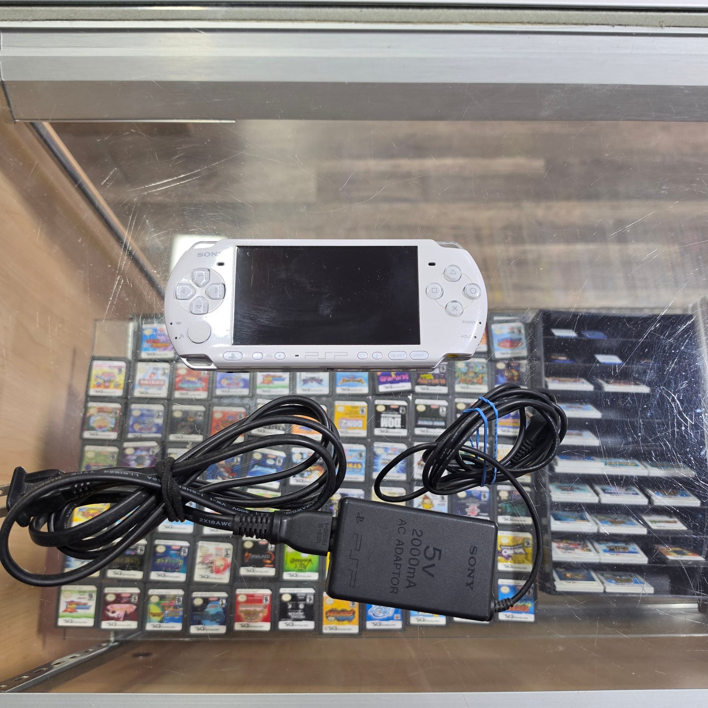 White PSP Handheld System Model 3000 With Charger