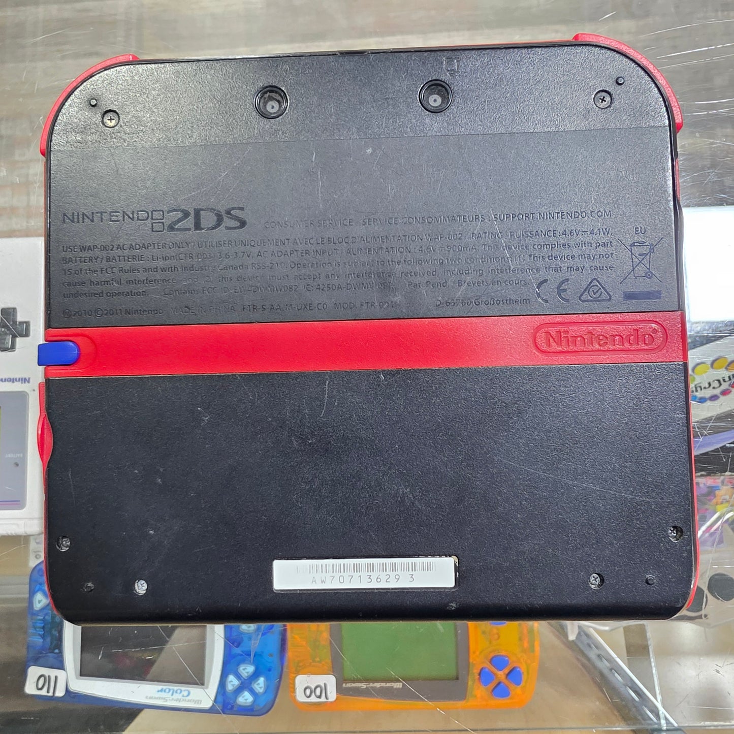 Red Nintendo 2DS System [Charger Included] [Thumbstick Rubber Missing]