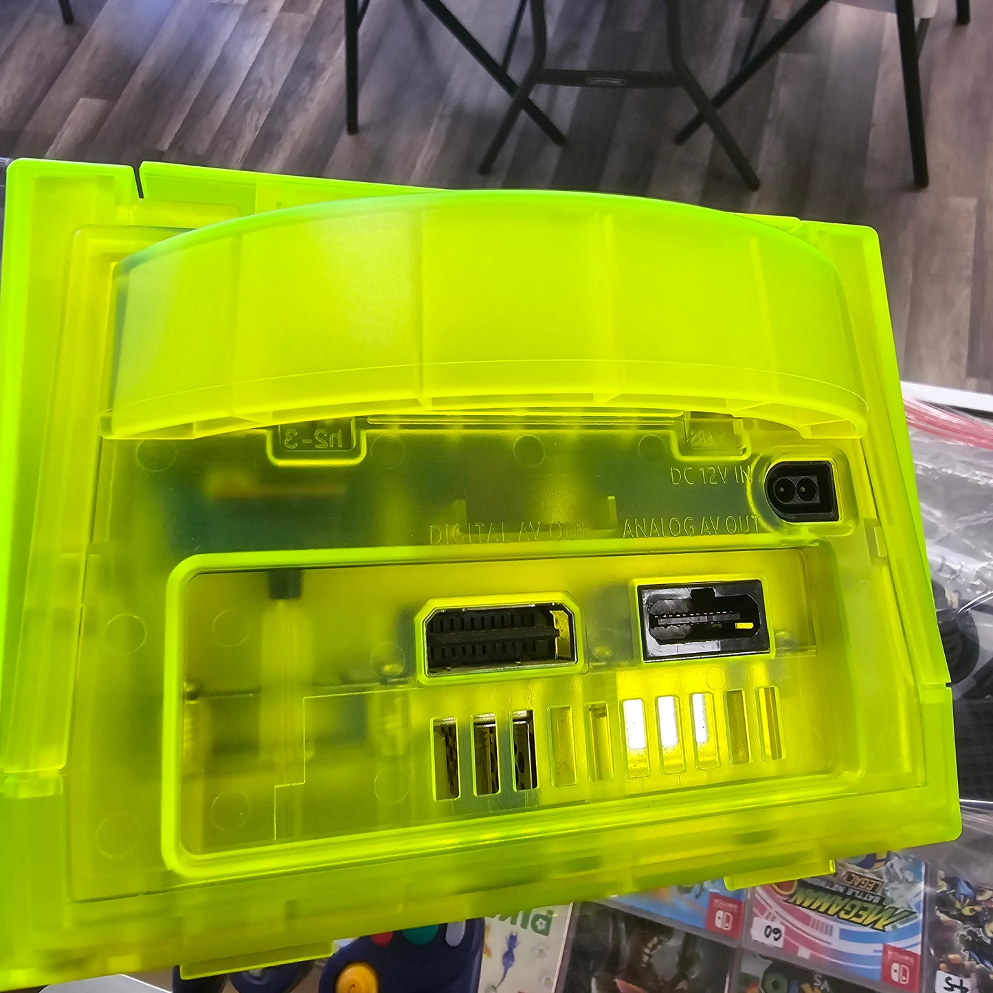 Custom Modded Nintendo GameCube System with New Green Transparent Shell