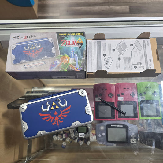 New Nintendo 2DS XL Hylian Shield Edition Nintendo 3DS Handheld System with Charger and Box