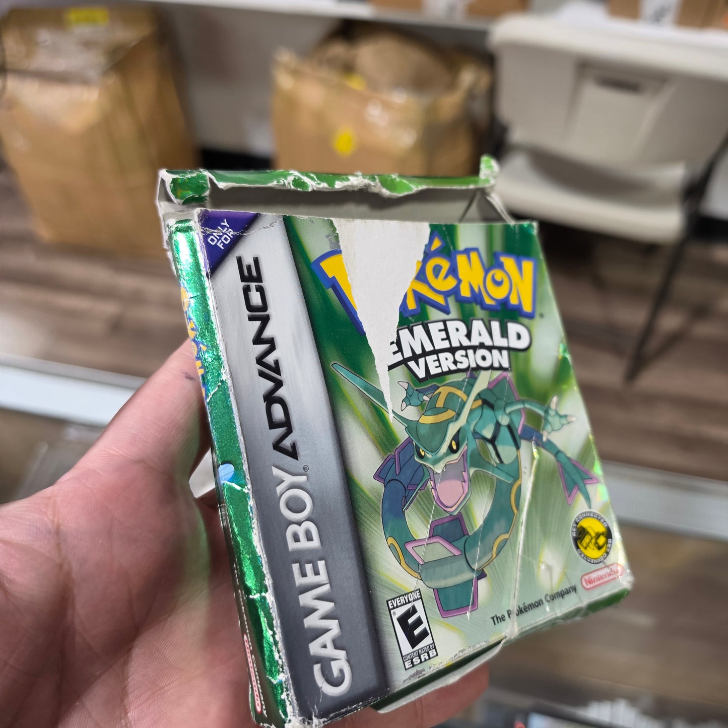 Pokémon Emerald (Authentic) (Dry Battery) with Box & Manual + Box Protector (BAD CONDITION)
