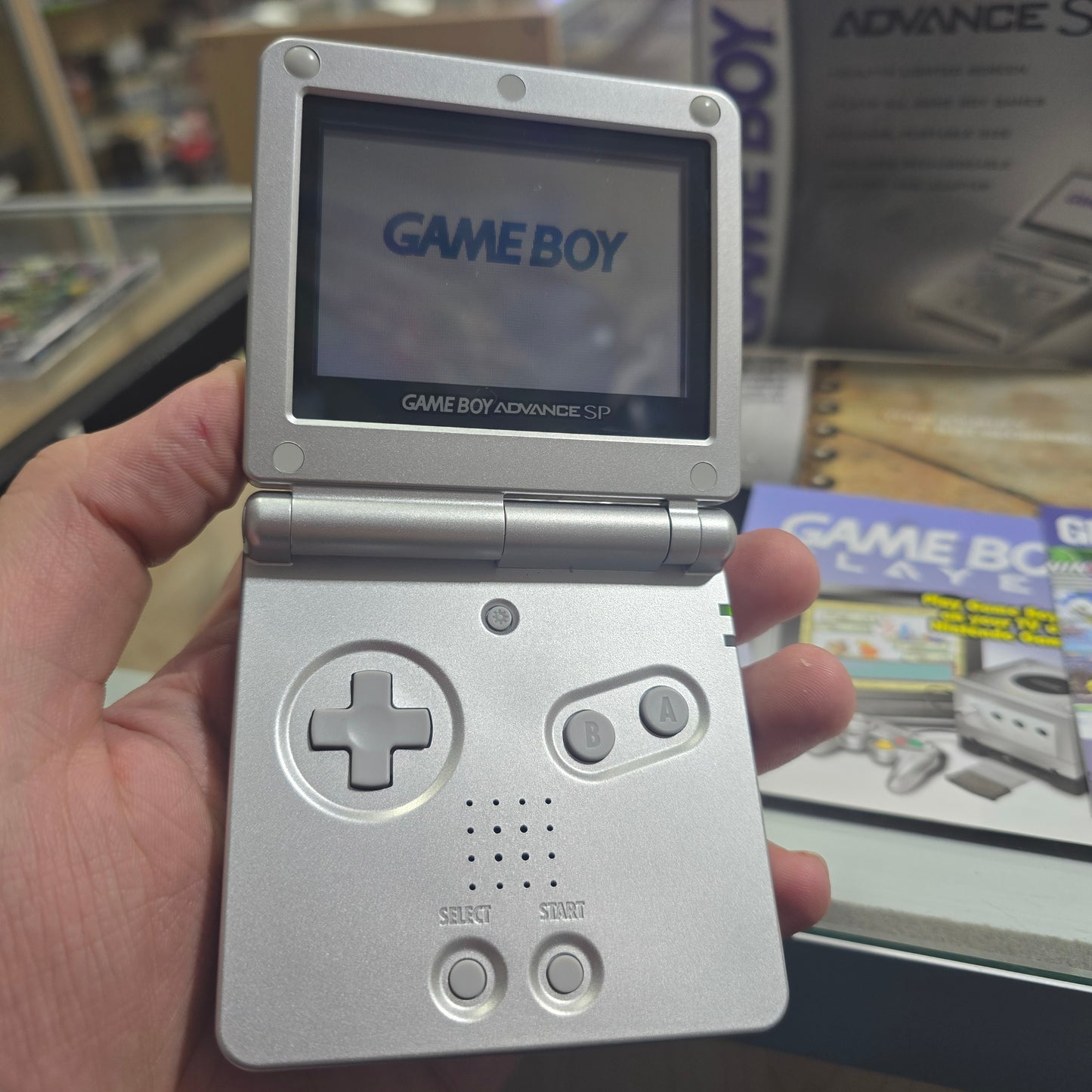Platinum Gameboy Advance SP Nintendo GameBoy Advance with Box and Inserts + Charger