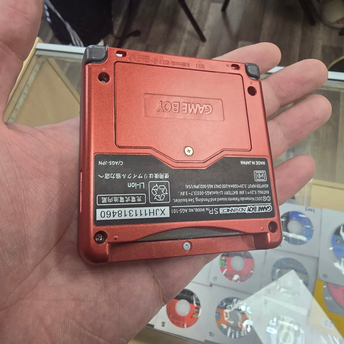 Red Nintendo Gameboy Advance SP with Custom Brighter Screen and Reshell