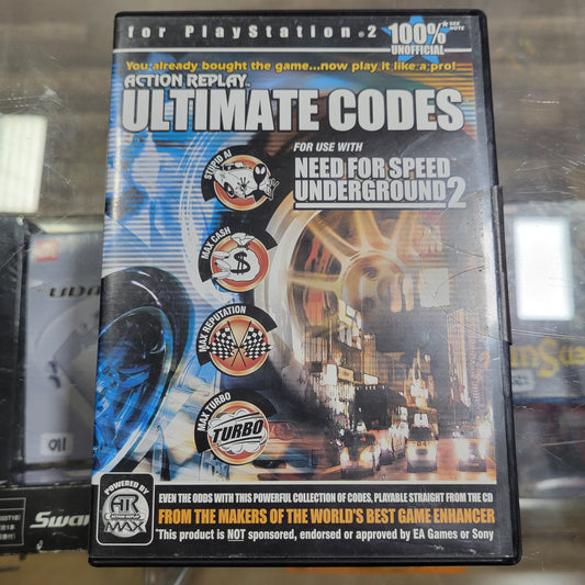 New Sealed Action Replay Ultimate Codes For Use With Need FornSpeed Underground 2 For Playstation 2
