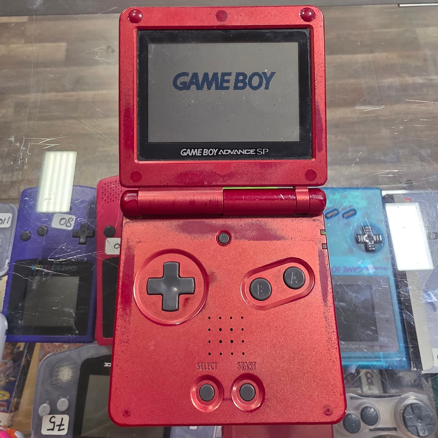 Red Nintendo Gameboy Advance SP [Back Light Doesn't Work] [Poor Condition]