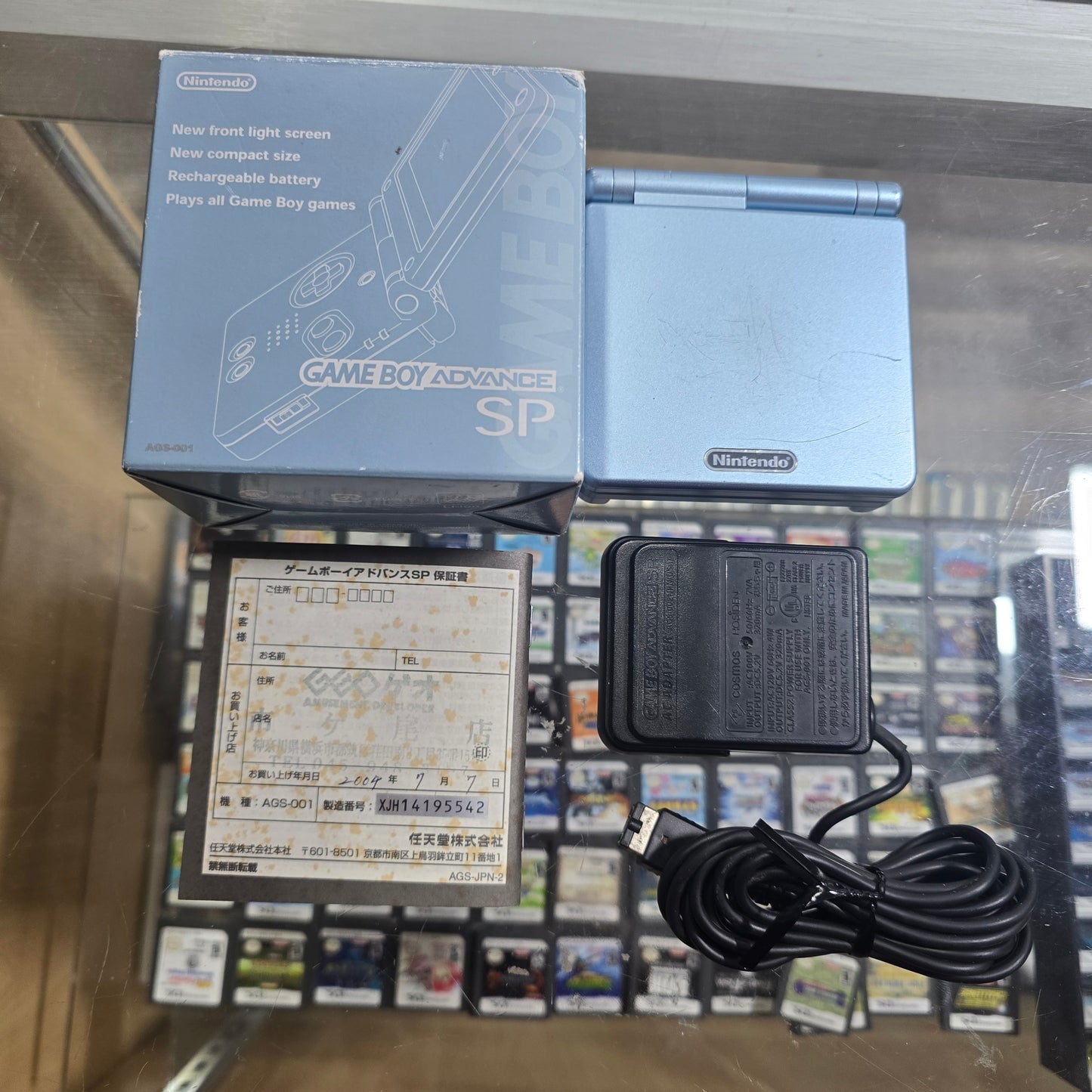 Light Blue Nintendo Gameboy Advance SP Handheld with Charger in Box